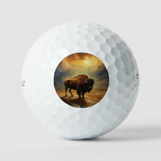 Buffalo Bison Sunset Silhouette Golfball (Vorderseite)