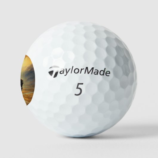 Buffalo Bison Sunset Silhouette Golfball (Logo)