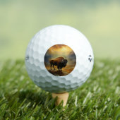 Buffalo Bison Sunset Silhouette Golfball (Insitu T-Shirt)