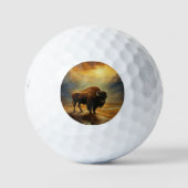 Buffalo Bison Sunset Silhouette Golfball (Vorderseite)