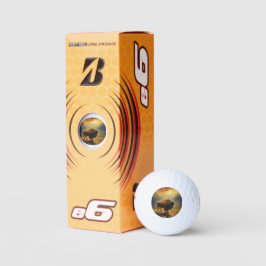 Buffalo Bison Sunset Silhouette Golfball
