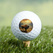 Buffalo Bison Sunset Silhouette Golfball (Insitu T-Shirt)