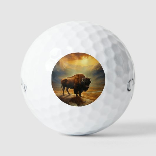 Buffalo Bison Sunset Silhouette Golfball (Vorderseite)