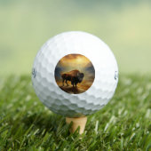Buffalo Bison Sunset Silhouette Golfball (Insitu T-Shirt)