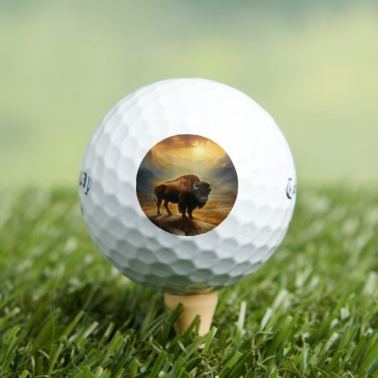 Buffalo Bison Sunset Silhouette Golfball (Insitu T-Shirt)