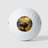 Buffalo Bison Sunset Silhouette Golfball (Vorderseite)