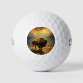 Buffalo Bison Sunset Silhouette Golfball (Vorderseite)