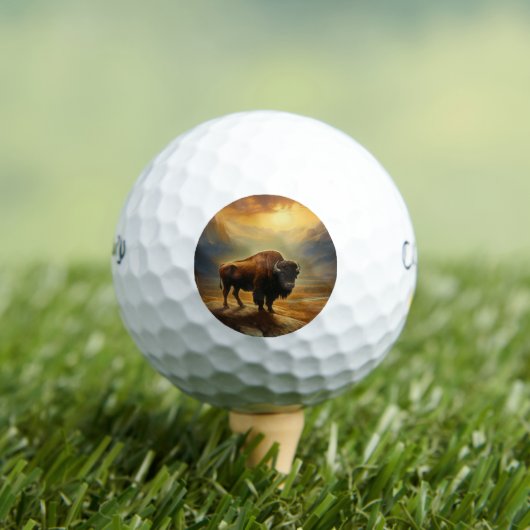 Buffalo Bison Sunset Silhouette Golfball (Insitu T-Shirt)