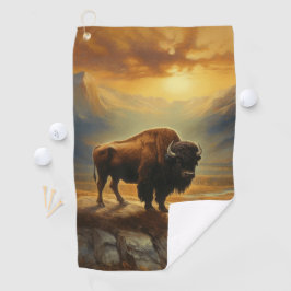 Buffalo Bison Sunset Silhouette Golfhandtuch