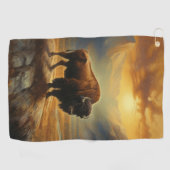 Buffalo Bison Sunset Silhouette Golfhandtuch (Horizontal)