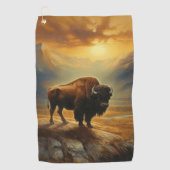 Buffalo Bison Sunset Silhouette Golfhandtuch (Vorderseite)