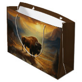 Buffalo Bison Sunset Silhouette Große Geschenktüte (Rückseite Schrägansicht)
