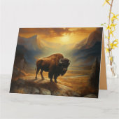 Buffalo Bison Sunset Silhouette Karte (Gelbe Blume)