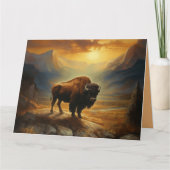 Buffalo Bison Sunset Silhouette Karte (Vorderseite)