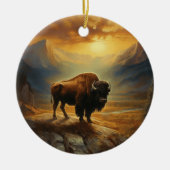 Buffalo Bison Sunset Silhouette Keramik Ornament (Vorne)