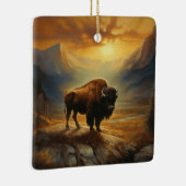 Buffalo Bison Sunset Silhouette Keramikornament (Rechts)