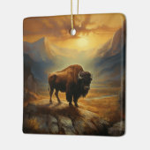 Buffalo Bison Sunset Silhouette Keramikornament (Links)