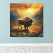 Buffalo Bison Sunset Silhouette Leinwanddruck (Insitu (Holzboden))