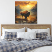 Buffalo Bison Sunset Silhouette Leinwanddruck (Insitu (Schlafzimmer))