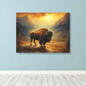 Buffalo Bison Sunset Silhouette Leinwanddruck (Insitu (Holzboden))