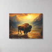 Buffalo Bison Sunset Silhouette Leinwanddruck (Vorderseite)