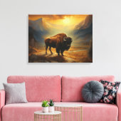 Buffalo Bison Sunset Silhouette Leinwanddruck (Insitu (Wohnzimmer))