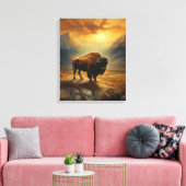 Buffalo Bison Sunset Silhouette Leinwanddruck (Insitu (Wohnzimmer))