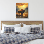 Buffalo Bison Sunset Silhouette Leinwanddruck (Insitu (Schlafzimmer))