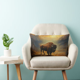 Buffalo Bison Sunset Silhouette Lendenkissen