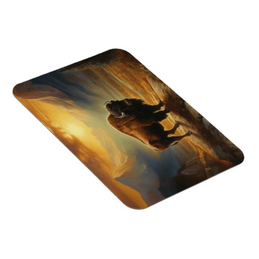Buffalo Bison Sunset Silhouette Magnet (Rechte Seite)
