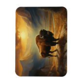 Buffalo Bison Sunset Silhouette Magnet (Vertikal)