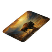 Buffalo Bison Sunset Silhouette Magnet (Linke Seite)