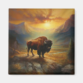 Buffalo Bison Sunset Silhouette Magnet (Vorne)