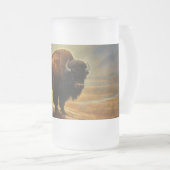 Buffalo Bison Sunset Silhouette Mattglas Bierglas (VorderseiteRechts)