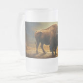 Buffalo Bison Sunset Silhouette Mattglas Bierglas (Vorderseite Links)