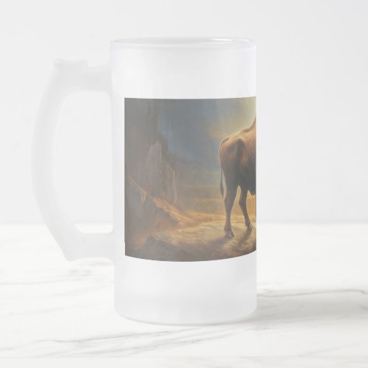 Buffalo Bison Sunset Silhouette Mattglas Bierglas (Links)