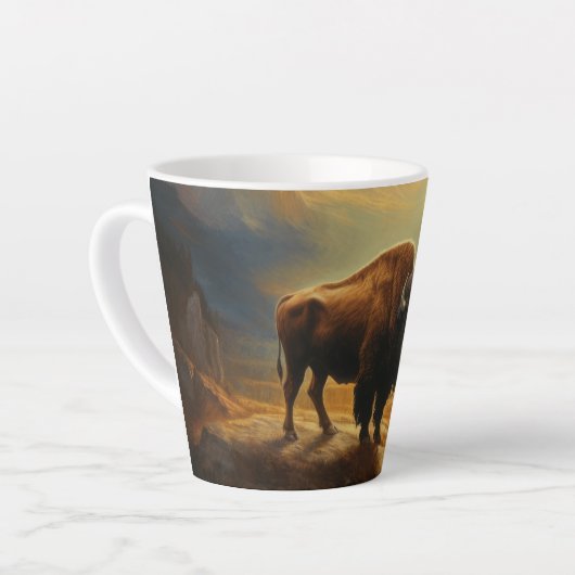 Buffalo Bison Sunset Silhouette Milchtasse (Linke Ecke)