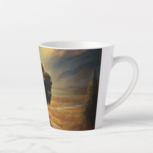 Buffalo Bison Sunset Silhouette Milchtasse (Rechts)