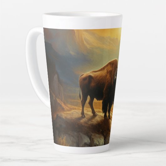 Buffalo Bison Sunset Silhouette Milchtasse (Linke Ecke)