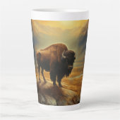 Buffalo Bison Sunset Silhouette Milchtasse (Vorderseite)