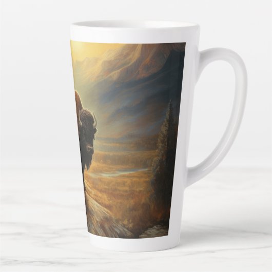 Buffalo Bison Sunset Silhouette Milchtasse (Rechts)