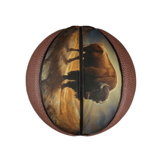 Buffalo Bison Sunset Silhouette Mini Basketball (Vertikal)