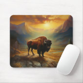 Buffalo Bison Sunset Silhouette Mousepad (Mit Mouse)