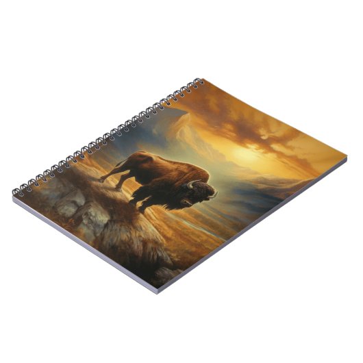 Buffalo Bison Sunset Silhouette Notizblock (Linke Seite)