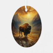 Buffalo Bison Sunset Silhouette Ornament Aus Metall (Vorderseite links)
