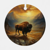 Buffalo Bison Sunset Silhouette Ornament Aus Metall (Vorderseite)