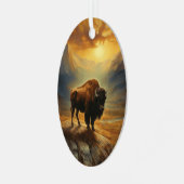 Buffalo Bison Sunset Silhouette Ornament Aus Metall (Vorderseite links)