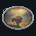 Buffalo Bison Sunset Silhouette Ovale Gürtelschnalle<br><div class="desc">Erleben Sie die ungezähmte Schönheit des amerikanischen Westens mit unserer atemberaubenden Sunset Buffalo Bison Silhouette Art Print. Set vor dem Hintergrund eines strahlenden, bernsteinfarbenen Sonnenuntergangs, ein majestätischer Büffel steht stolz auf den Horizont, dessen prächtige Präsenz durch das goldene Licht verstärkt wird. Dieses atemberaubende Kunstwerk zelebriert den Geist der Wildnis und...</div>