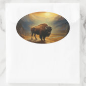 Buffalo Bison Sunset Silhouette Ovaler Aufkleber (Tasche)