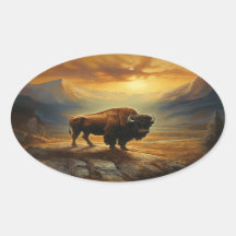 Buffalo Bison Sunset Silhouette